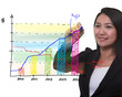business woman drawing a graph , growing business success
