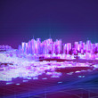 Digitale Stadt Neon Gitterlinien 3D