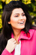 portrait of a happy mixed race woman in outdoor