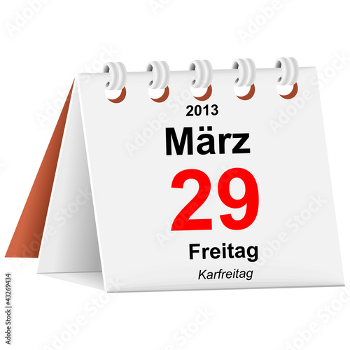 Illustration: Kalender - 29.03.2013 - Karfreitag Kalender - 29.03.2013 - Karfreitag