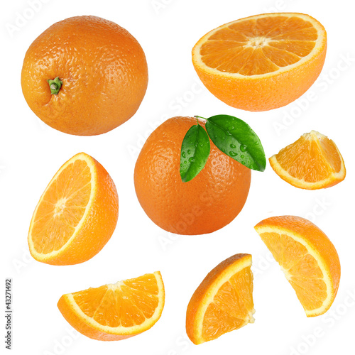 Photo: Fresh orange collection over white background Fresh orange collection over white background