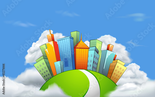 Vector: City in Cloud City in Cloud