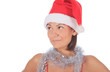 Beautiful smiling christmas santa woman