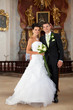 Young couple just married inside of church