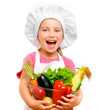 Photo: beautiful little girl with vegetables beautiful little girl with vegetables