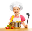 Photo: girl with spaghetti and vegetables girl with spaghetti and vegetables