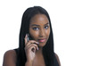 Lovely ethnic woman on cell phone with copy space