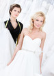 Bride likes her wedding gown which was chosen by the designer