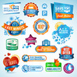 Set of travel labels and stickers