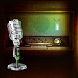 abstract background with retro radio and microphone