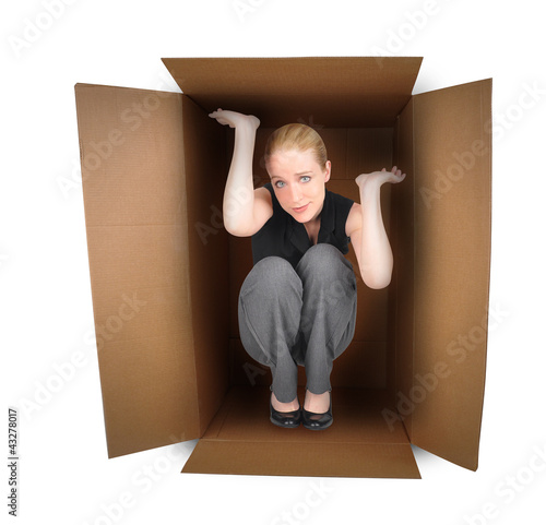 Photo: Business Woman Trapped in Box Business Woman Trapped in Box