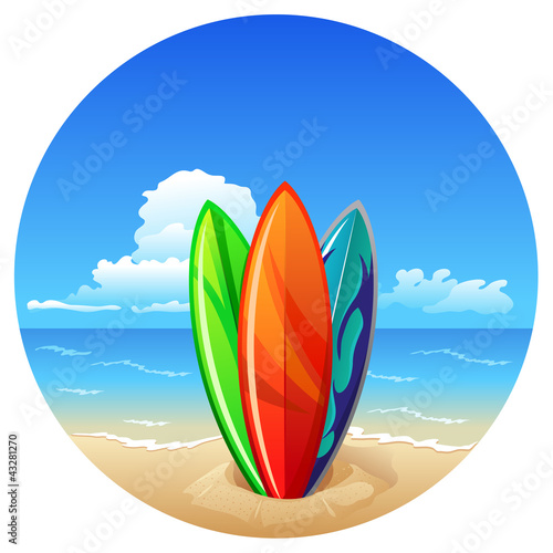 Vektor: surfboards on the beach surfboards on the beach