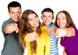 group  people show forefingers