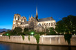 Notre Dame Cathedral in Paris France at night