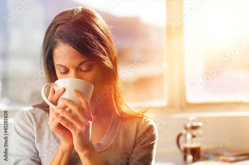 Photo: sunrise coffee woman sunrise coffee woman