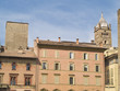 Bologna, city located in Italy. Historic distric view.