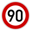 Verkehrszeichen - Höchstgeschwindigkeit 90 km/h