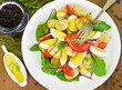 Foto: Vegetable salad with grilled potatoes Vegetable salad with grilled potatoes