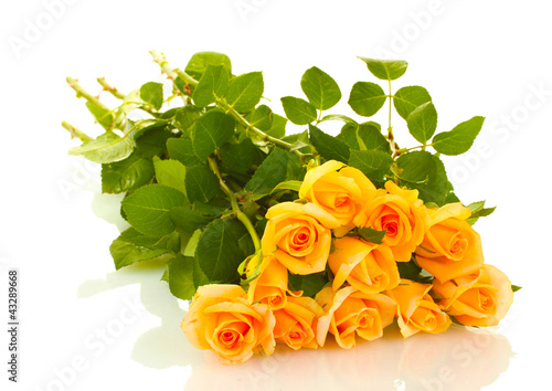 Photo: beautiful bouquet of roses isolated on white beautiful bouquet of roses isolated on white