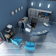 Foto: Aerial view of blue modern office Aerial view of blue modern office