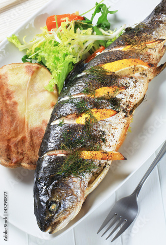 Photo: Lemon dill trout with baked potato Lemon dill trout with baked potato