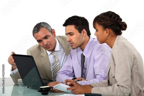 Photo: Business people looking at a laptop Business people looking at a laptop