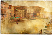 views of Venice in vintage style, like postcards