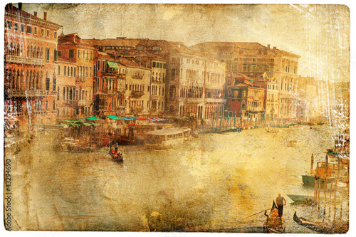 Photo: views of Venice in vintage style, like postcards views of Venice in vintage style, like postcards