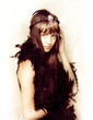 Retro showgirl in feather boa