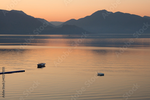 Photo: boats in the sea on sunrise boats in the sea on sunrise