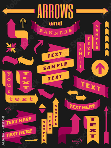 Vector: A set of retro style banners and arrows. A set of retro style banners and arrows.