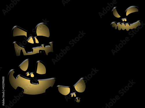 Illustration: black background with evil faces black background with evil faces