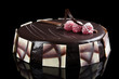 Sacher cake decorated with raspberries