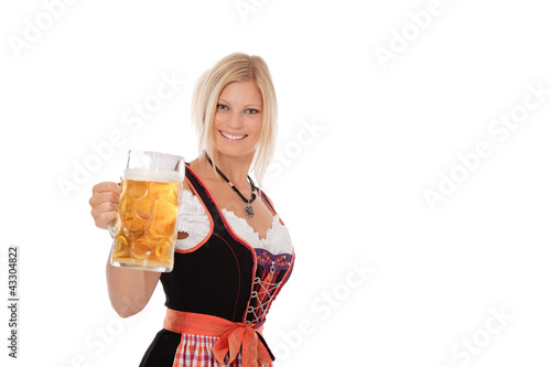 Foto: Attraktive Blondine im Dirndl mit Bierkrug Attraktive Blondine im Dirndl mit Bierkrug