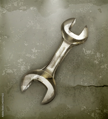 Vector: Wrench, old-style vector Wrench, old-style vector