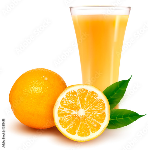 Vector: Fresh orange and glass with juice. Vector Fresh orange and glass with juice. Vector