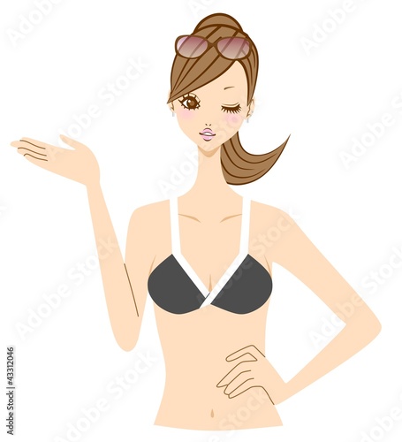 Illustration: 女性 水着 案内 女性 水着 案内