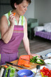 Woman preparing salad