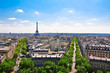 The Eiffel Tower as seen from the Arc de Triomphe.