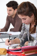 students working at class