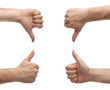 front and back male hands showing thumbs up and down