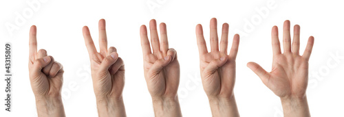 Photo: Male hands counting isolated on white Male hands counting isolated on white