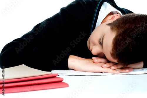 Photo: Bored student sleeping during a lecture Bored student sleeping during a lecture