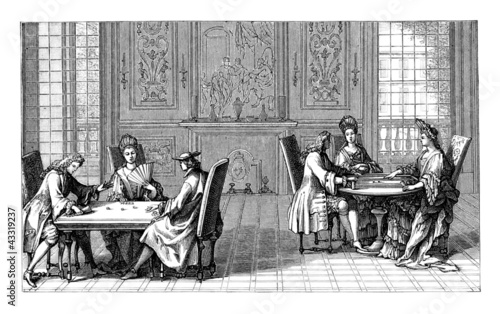 Illustration: Aristocrats : Dice-Playing - 17th century Aristocrats : Dice-Playing - 17th century