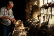 Sun beams shining on carpentry