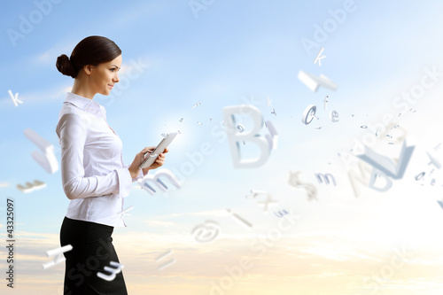 Photo: Business person and finance related background Business person and finance related background