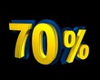 70 percent rendered in gold 3D number
