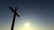 Christian cross against a dawn time lapse sky.