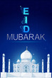 vector illustration of Eid Mubrak wish with Taj Mahal