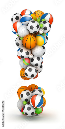 Illustration: Exclamation mark, gaming balls alphabet Exclamation mark, gaming balls alphabet
